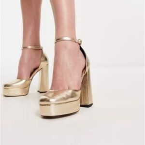 ASOS DESIGN Priority platform high heeled shoes in gold